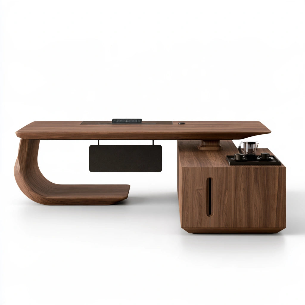 Bureau de direction en bois, coloris brun naturel