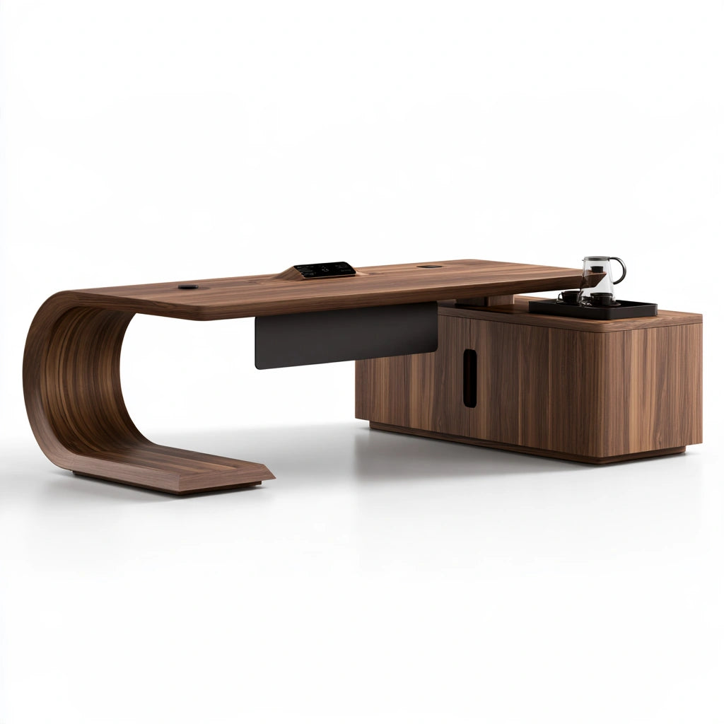 Bureau de direction en bois, coloris brun naturel