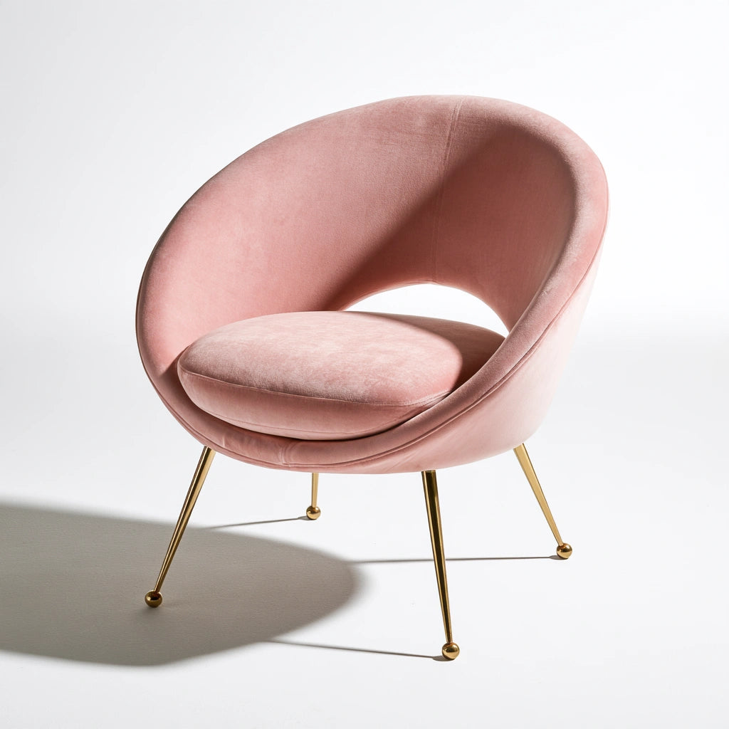 Fauteuil d'appoint en velours, coloris rose