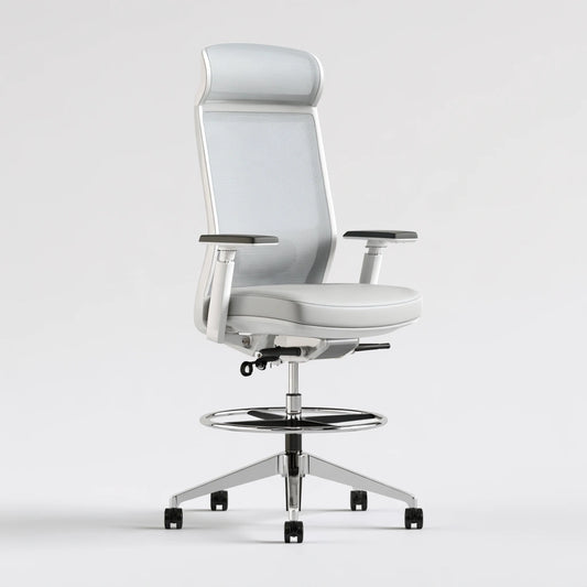 Chaise de dessin réglable aux lignes épurées, coloris gris clair et blanc