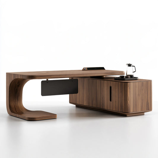 Bureau de direction en bois, coloris brun naturel